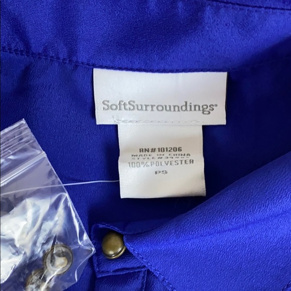 NWOT Soft Surroundings Blue Popover Blouse  [209] - Picture 5 of 5